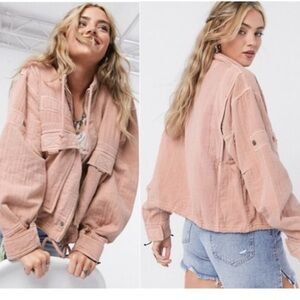 Free People Eyes On You Blush Surplus Jacket, Size Medium